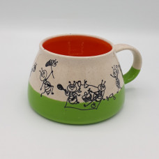 mug 3,5dl green/orange